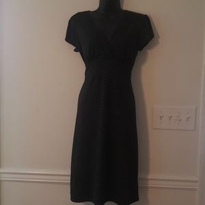 B.Smart black and white polk dot dress